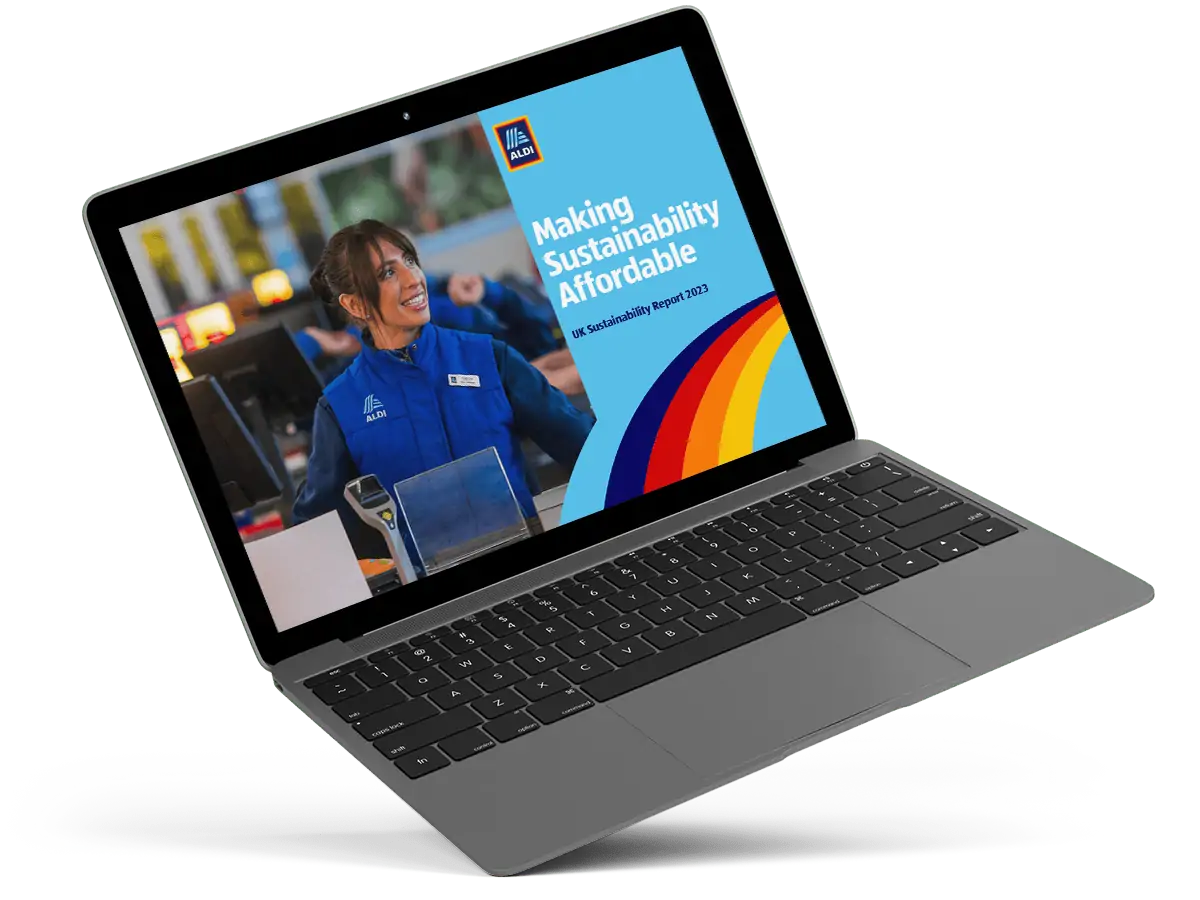 Aldi case study image of worker at till